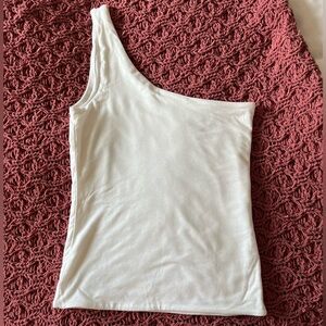 J. Crew One-Shoulder White Tank Top